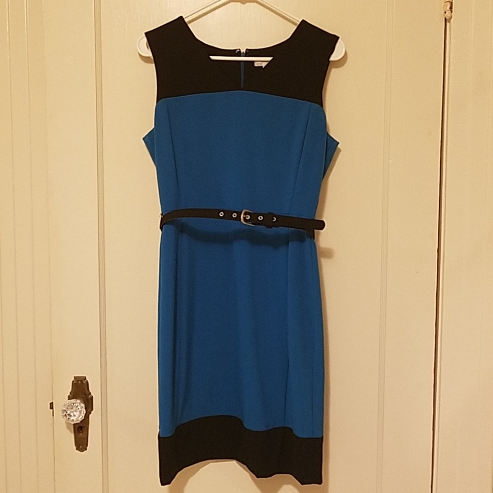 Color blocked cobalt blue dress